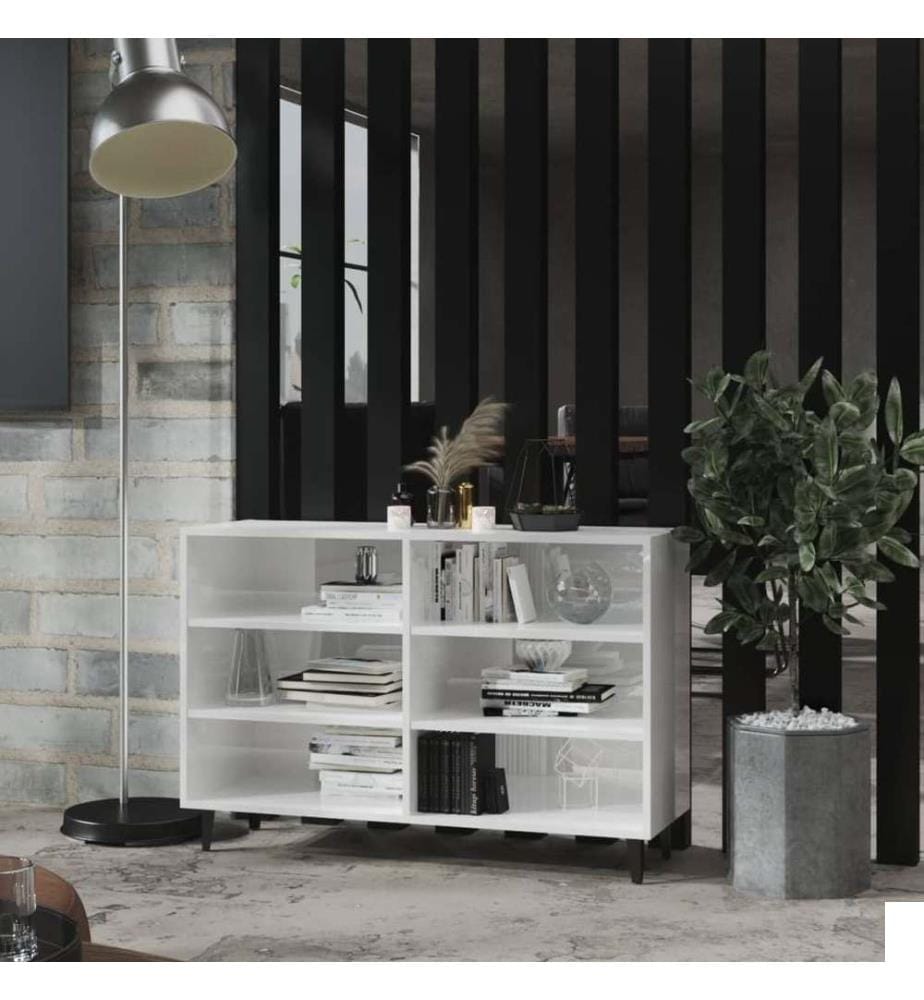Buffet Blanc brillant 103,5x35x70 cm Aggloméré