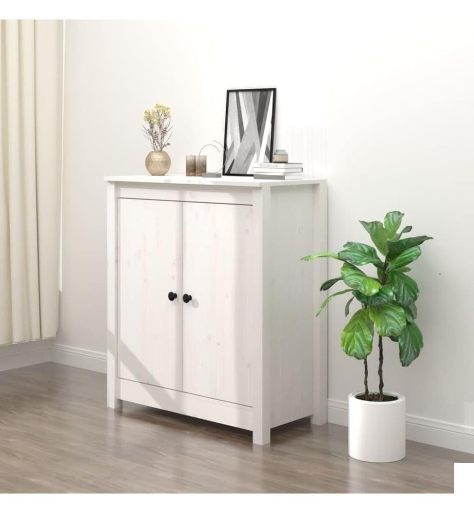 Buffet Blanc 70x35x80 cm Bois massif de pin