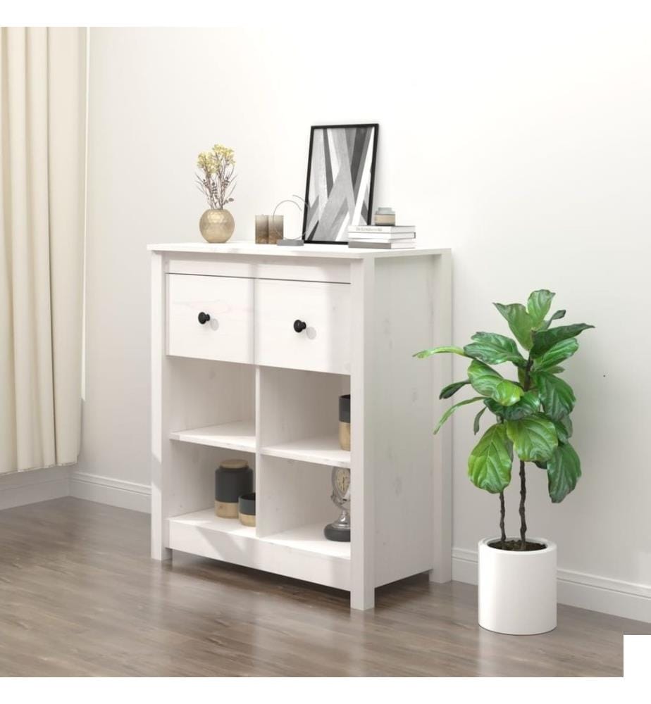 Buffet Blanc 70x35x80 cm Bois massif de pin