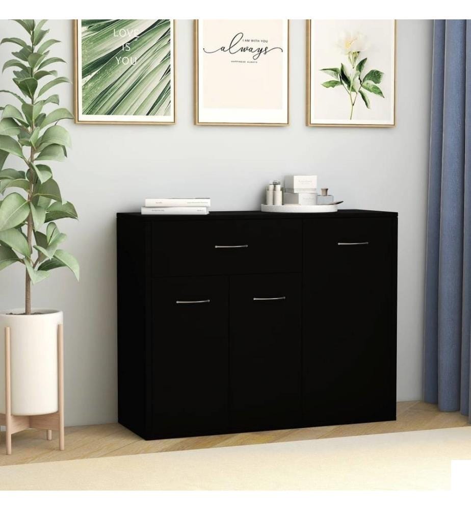 Buffet Noir 88x30x70 cm Aggloméré