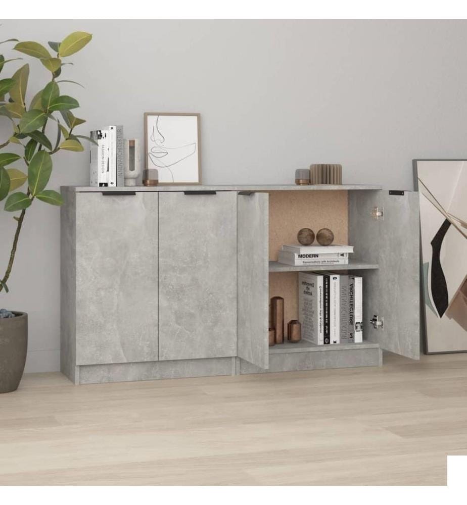 Buffets 2 pcs Gris béton 60x30x70 cm Bois d'ingénierie