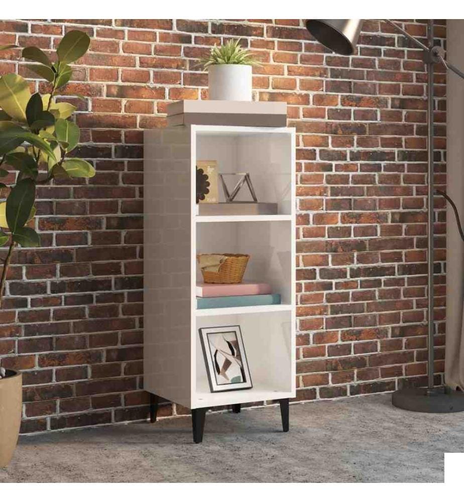 Buffet Blanc brillant 34,5x32,5x90 cm Bois d'ingénierie