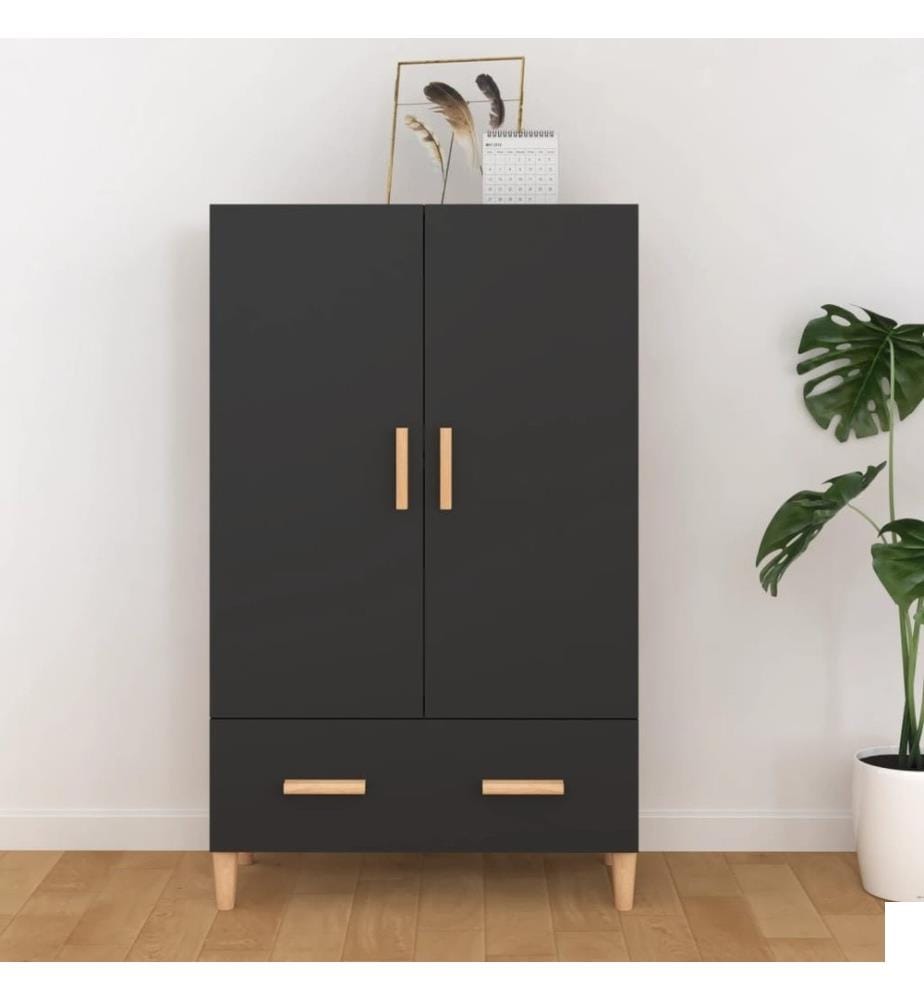Buffet haut noir 70x31x115 cm bois d'ingénierie
