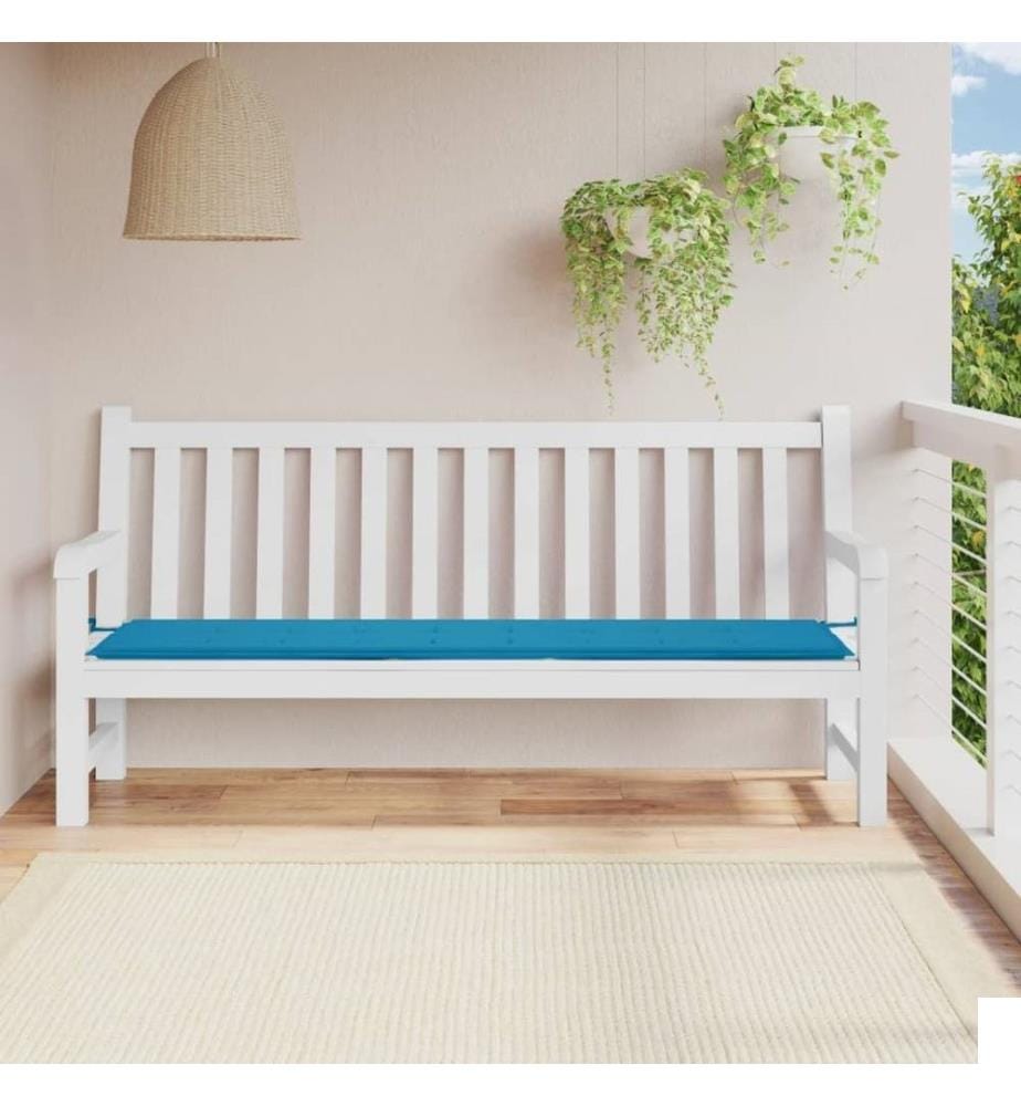 Coussin de banc de jardin bleu 200x50x3 cm tissu oxford