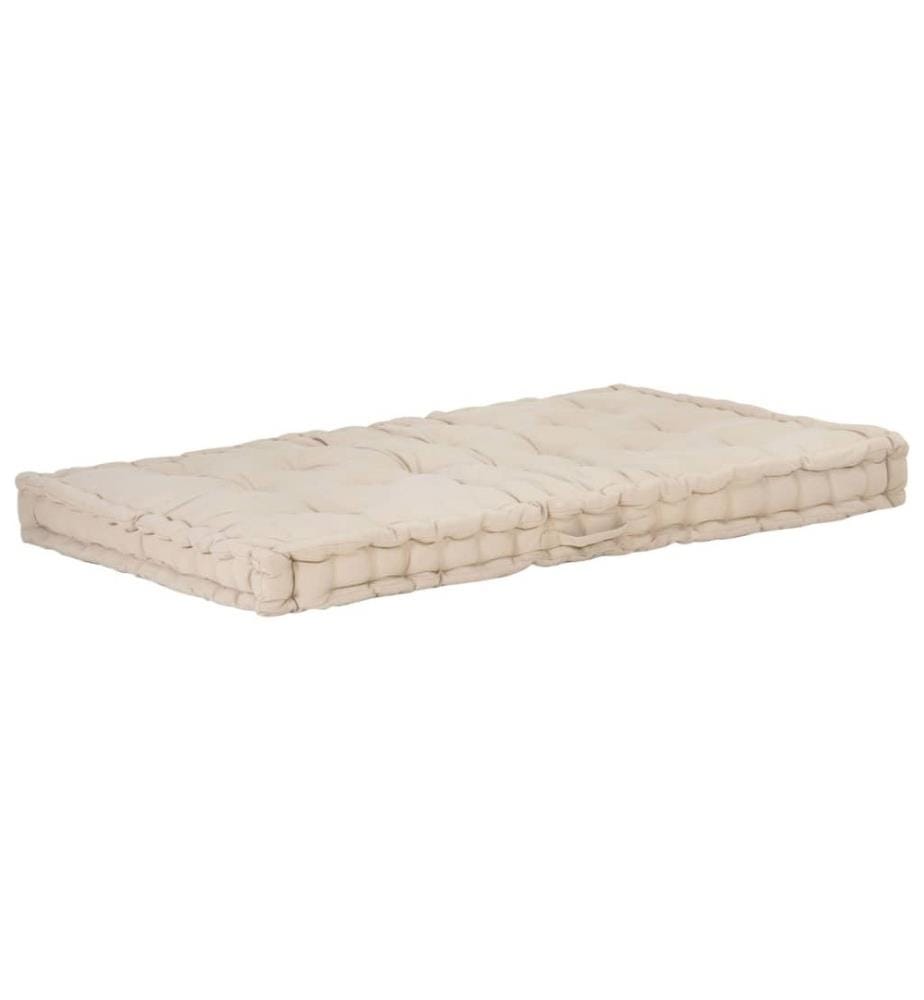 Coussin de plancher de palette Coton 120x80x10 cm Beige