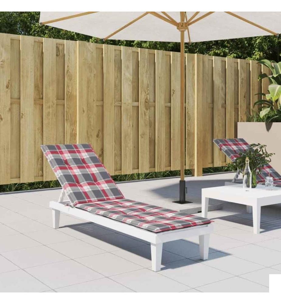 Coussin de chaise de terrasse carreaux rouge (75+105)x50x3 cm