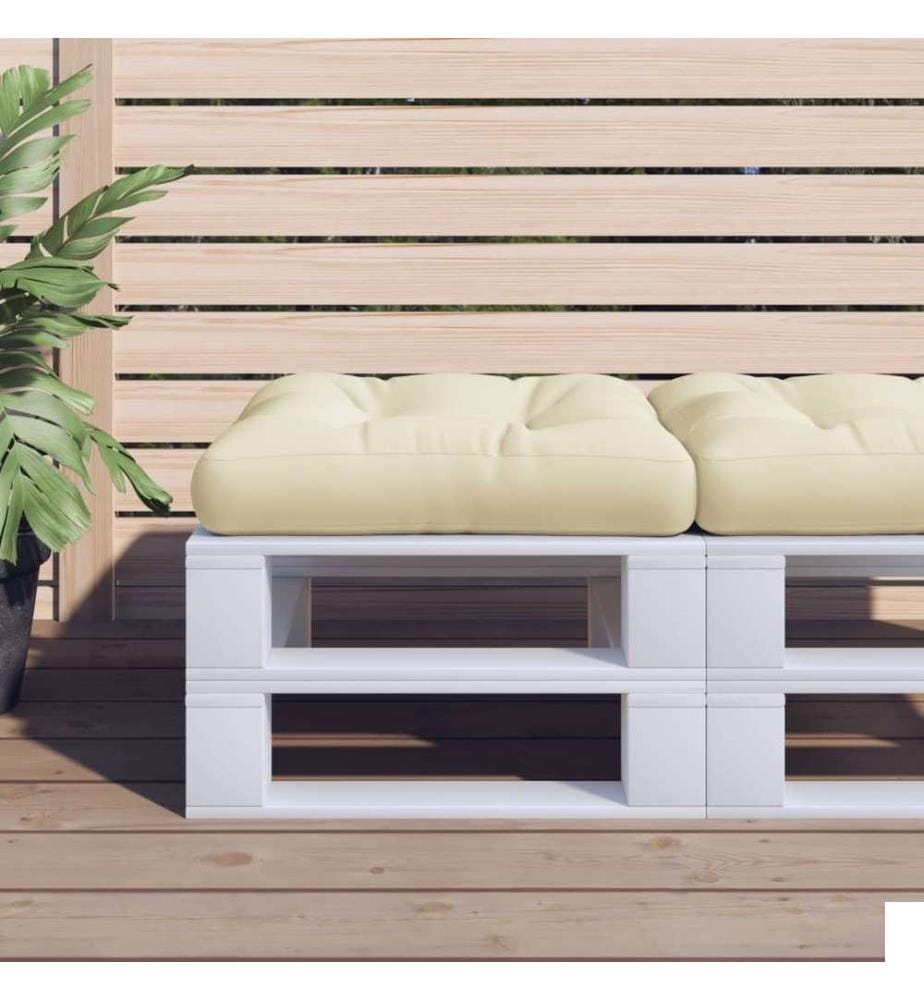 Coussin de palette crème 60x60x12 cm tissu