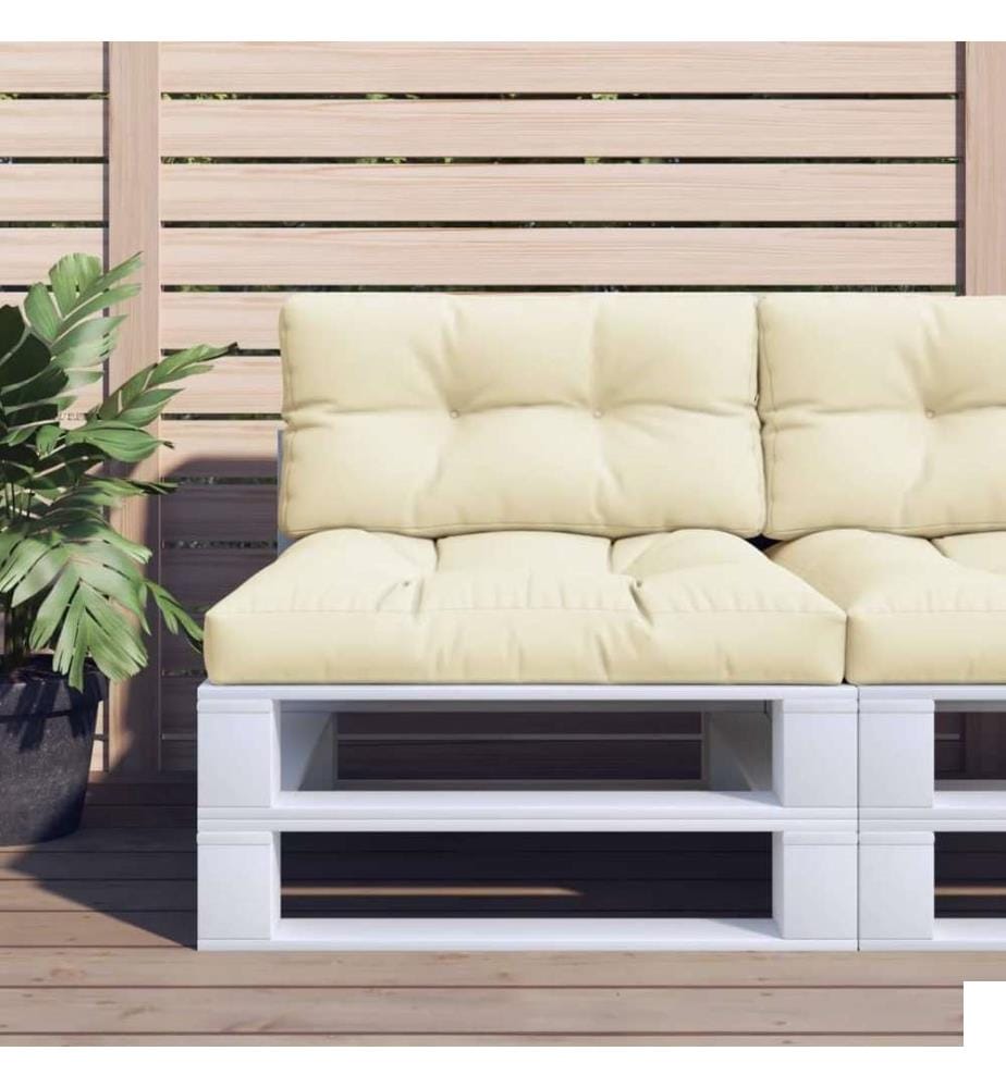 Coussin de palette crème 70x40x12 cm tissu