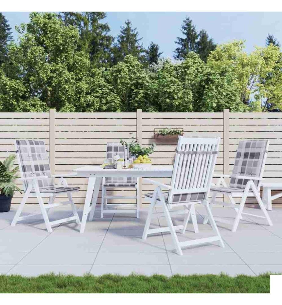 Coussins de chaise jardin à dossier haut lot de 4 carreaux gris