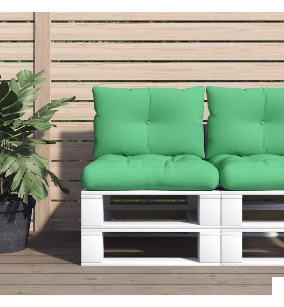 Coussins de palette 2 pcs vert tissu