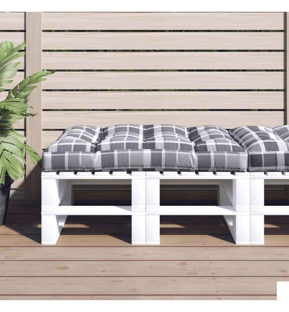 Coussin de palette motif à carreaux gris 120x80x12 cm tissu