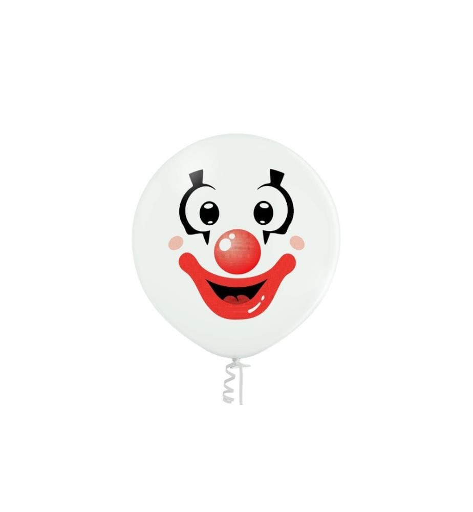 BELBAL - Ballon de baudruche Clown Blanc, Ø 60 cm, 2 pièces