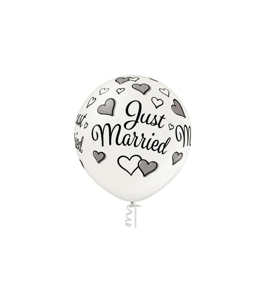 BELBAL - Ballon de baudruche Just Married Blanc, Ø 60 cm, 2 pièces