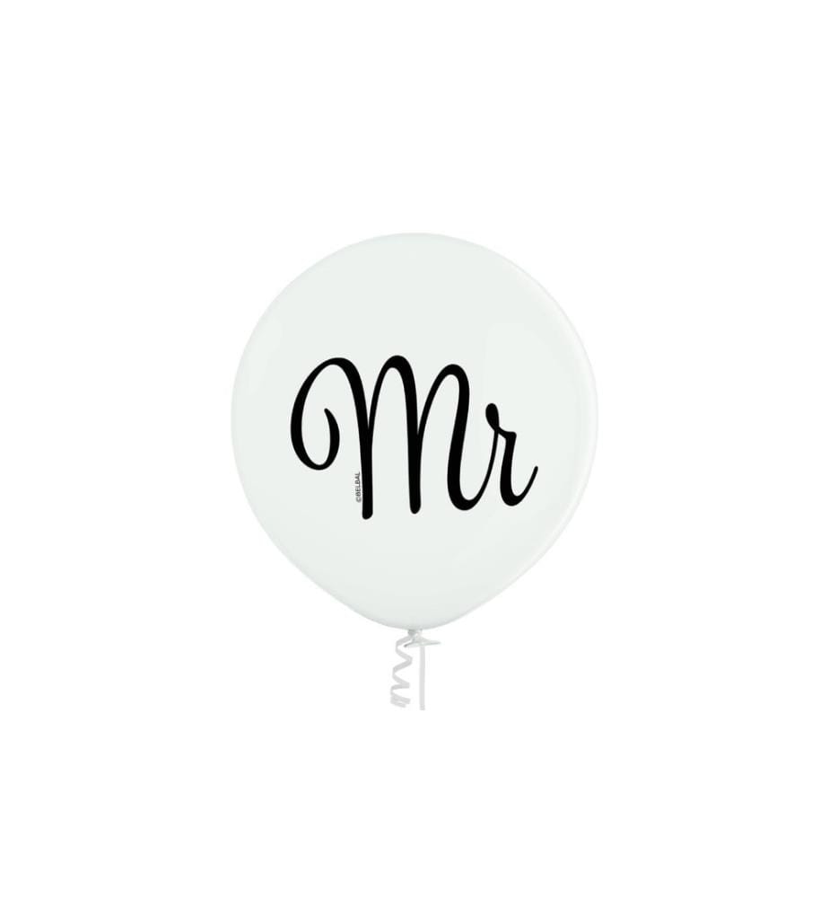 BELBAL - Ballon de baudruche Mr Blanc, Ø 60 cm, 2 pièces