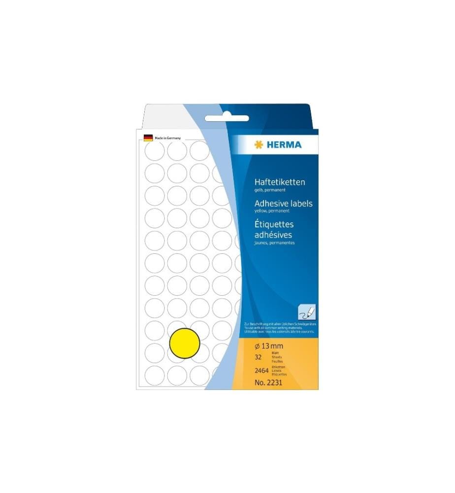 HERMA - Étiquettes multi-usage 2231 Ø 13 mm, 32 Feuille, Jaune