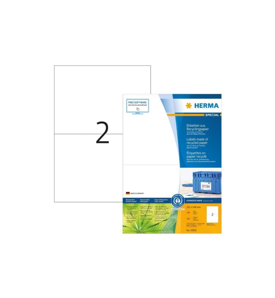 HERMA - Étiquettes universelles Recycling 10832 210 x 148 mm