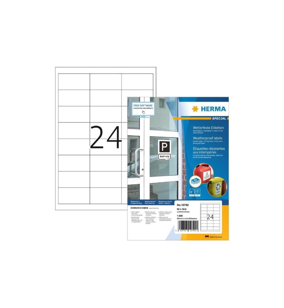HERMA - Labels pour l’extérieur 66 x 33.8 mm, 80 feuilles