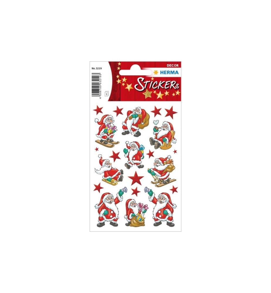 HERMA - Stickers Autocollants de Noël Père Noël 3 feuilles à 63 autocollants