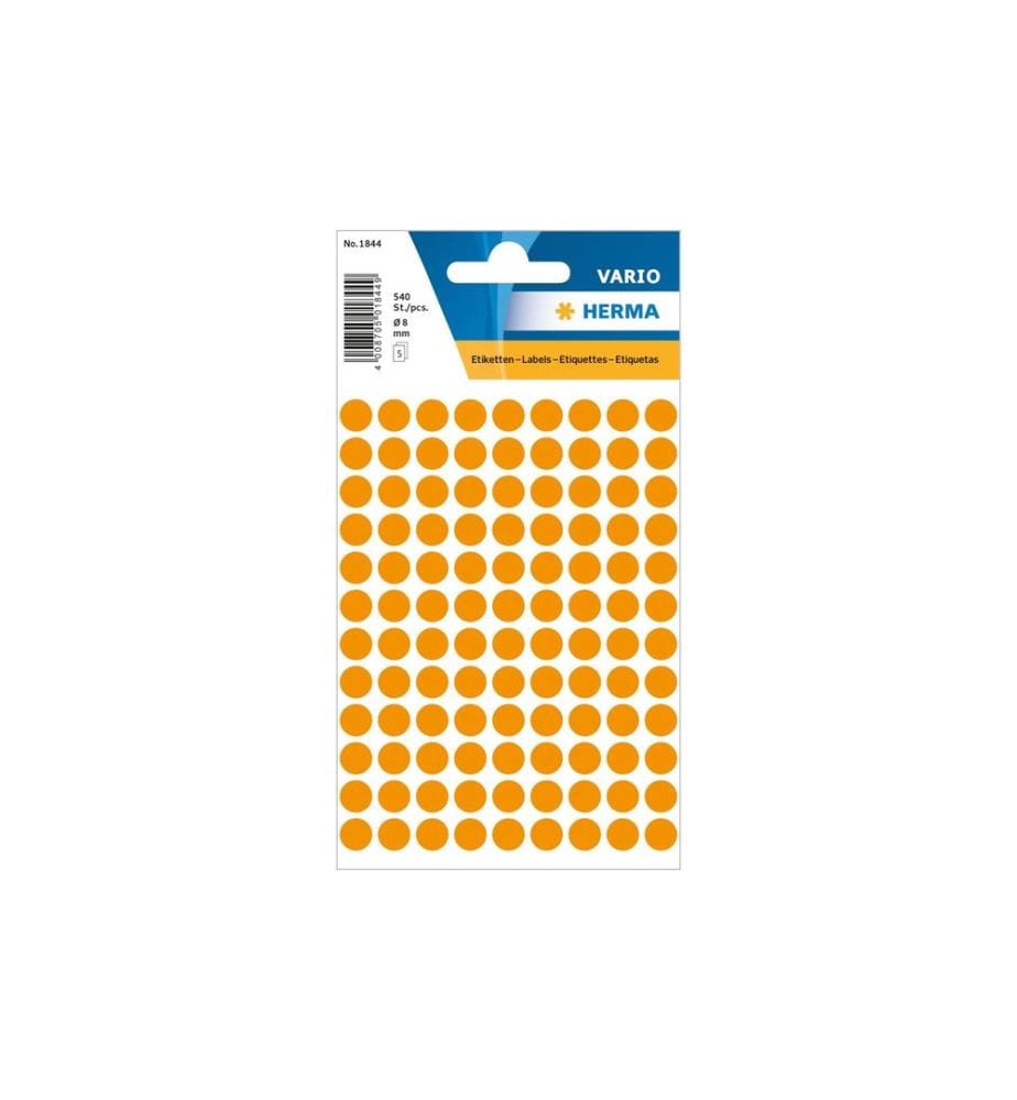 HERMA - Stickers Pastilles adhésives Vario Ø 8 mm, néon orange