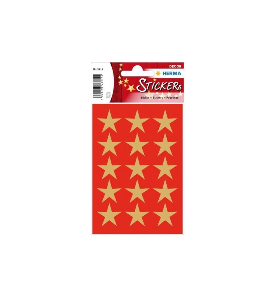 HERMA - Stickers Autocollants de Noël Étoiles 3 feuilles à 45 autocollants, or