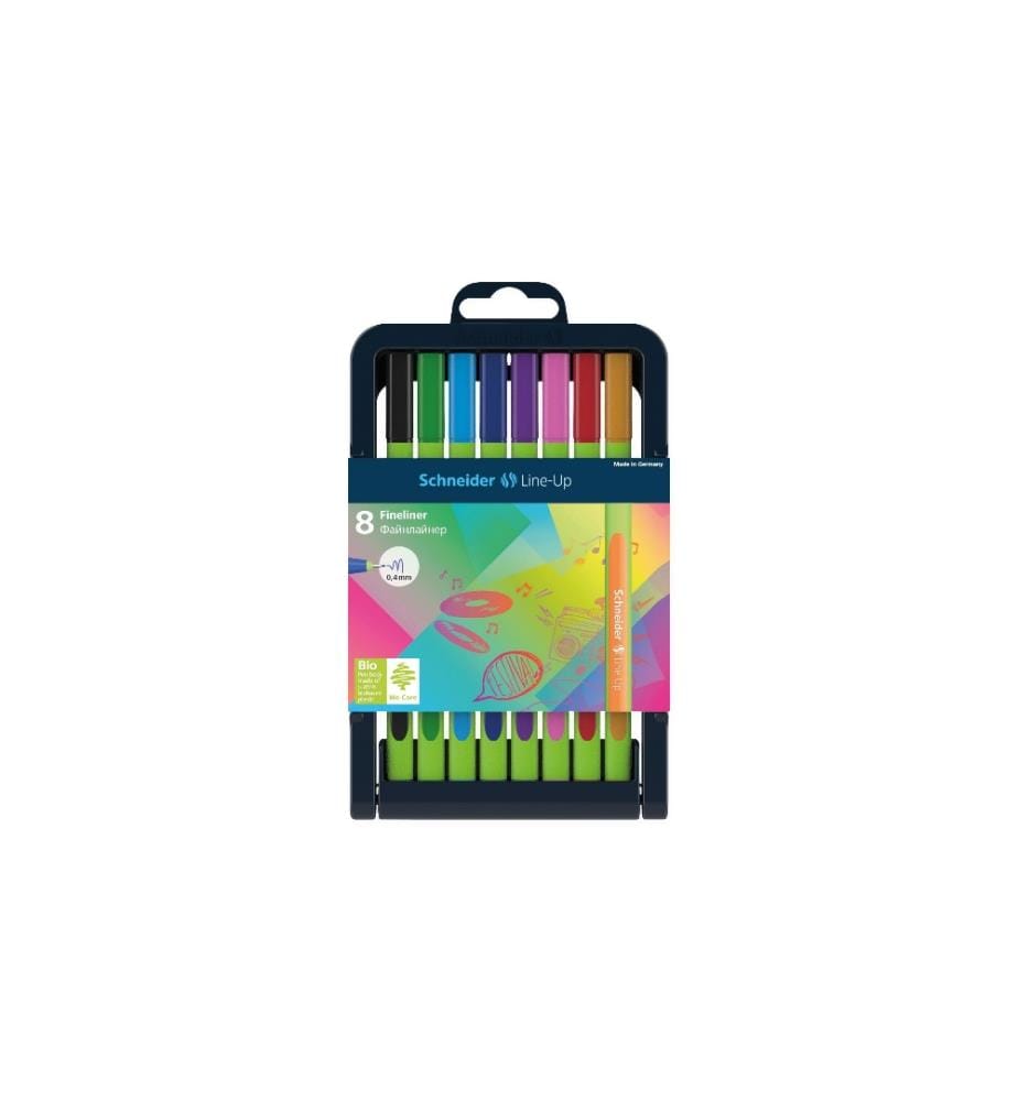 SCHNEIDER - Fineliner Line-up 0.4 mm, Multicolore, 8 pièces