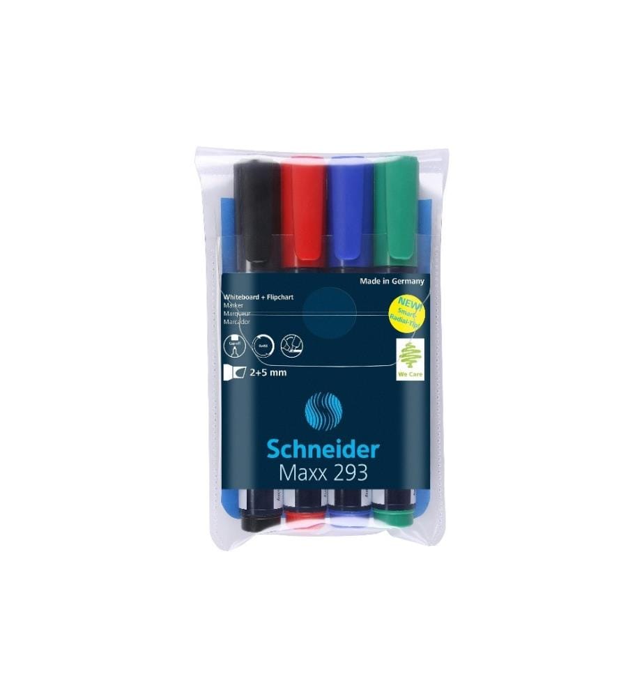 SCHNEIDER - Marqueur pour tableau blanc Maxx 293 E-4 Étui de 4