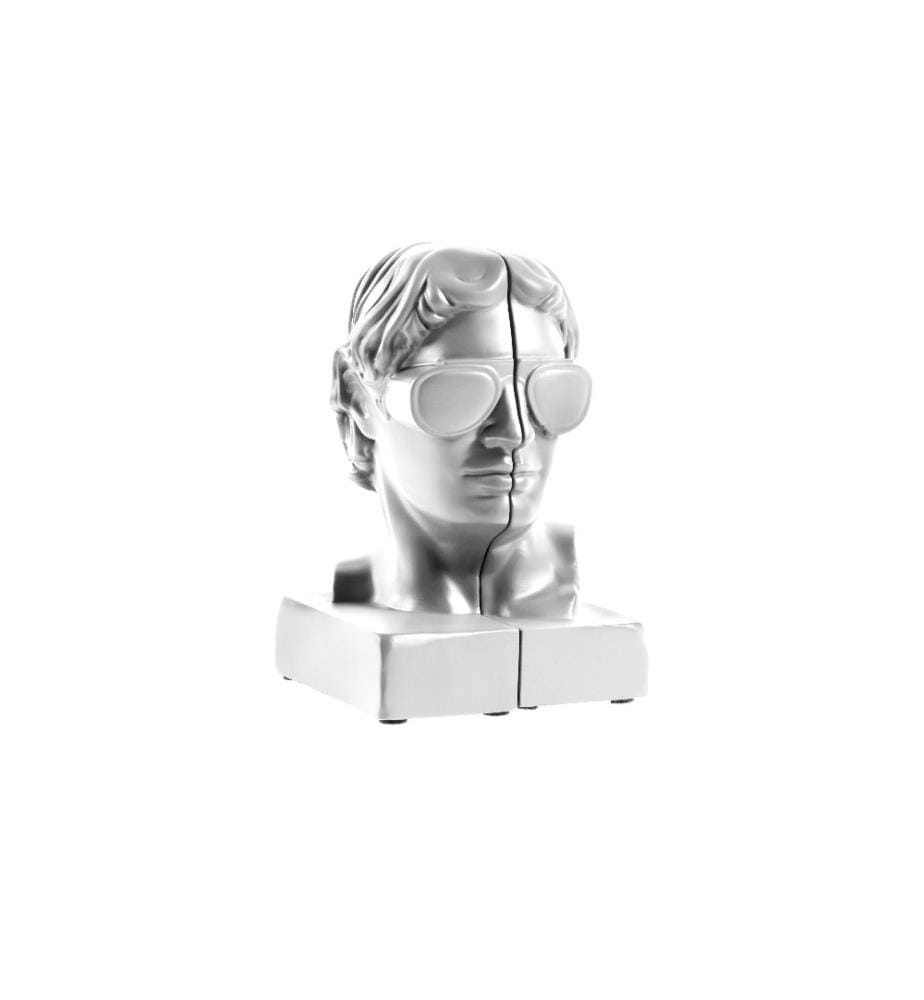 CONCRETTE - Serre-livres Ha Ha Hermes Lot de 2, Blanc mat