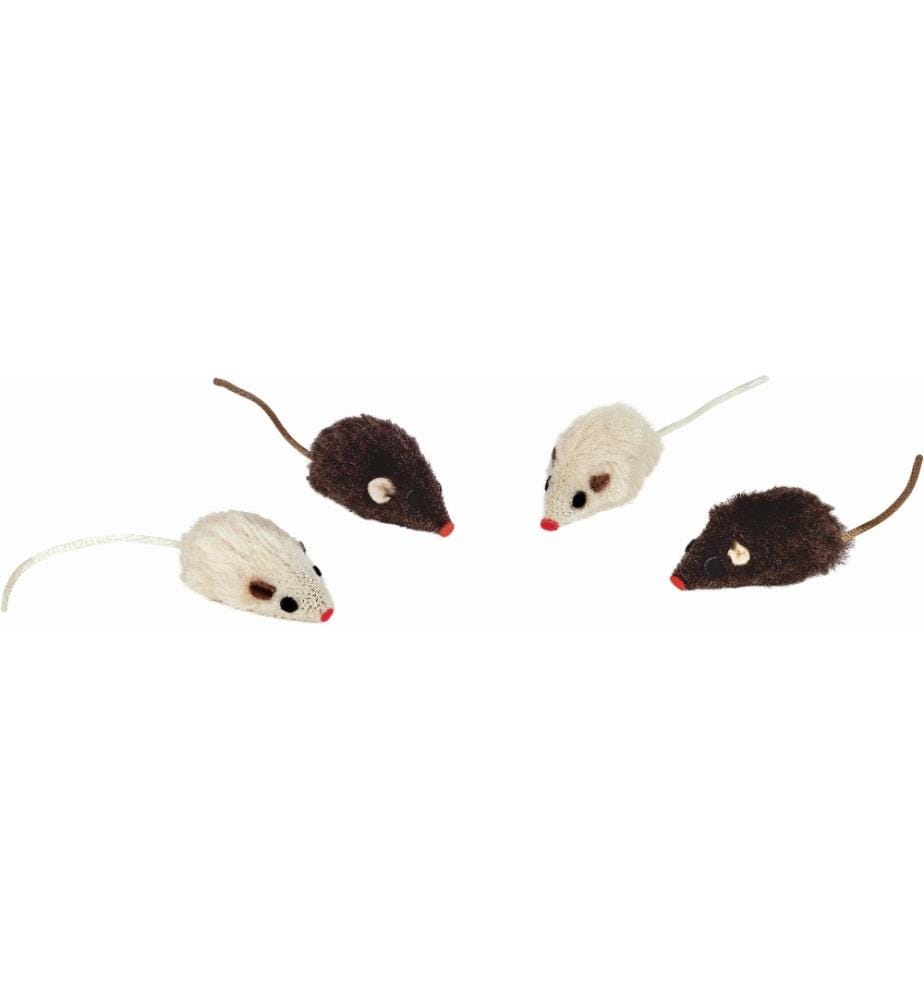 NOBBY - Jouet pour chat Souris en peluche avec hochet, 4 pièces, 5 cm