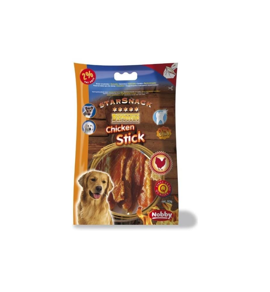 NOBBY - Produit à mâcher StarSnack Barbecue Chicken Stick, 13.5 cm, 113 g