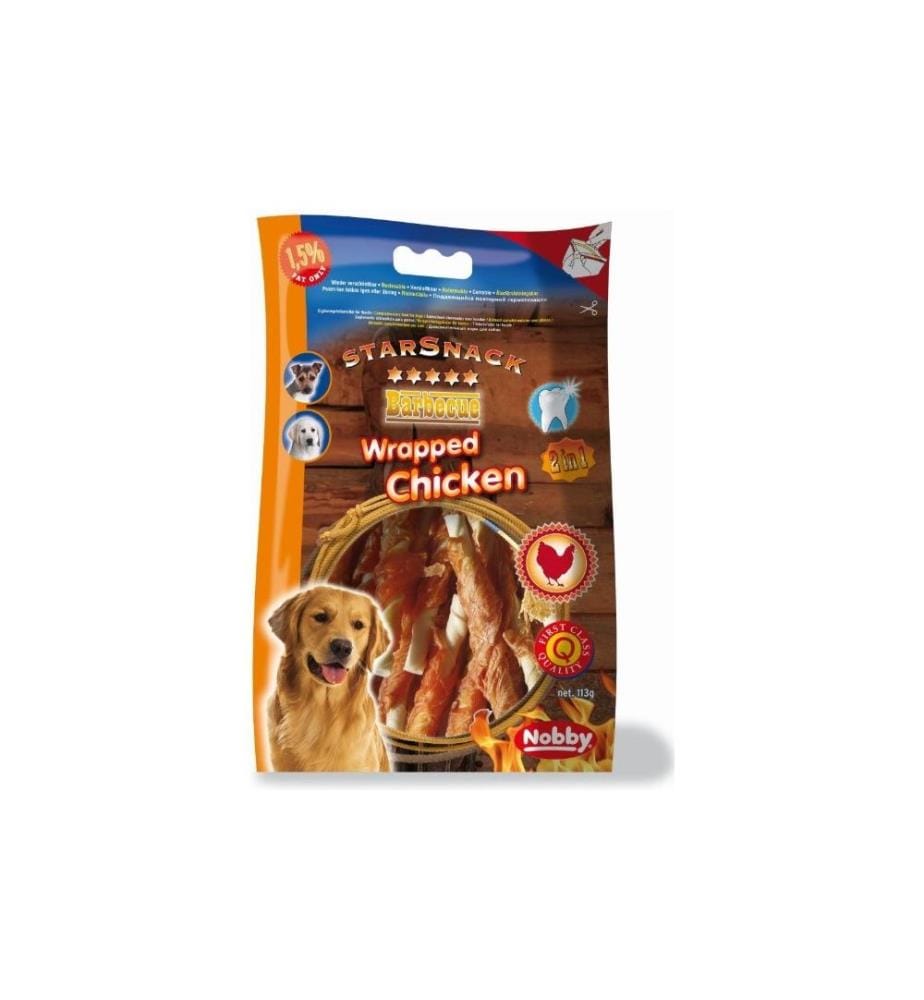 NOBBY - Produit à mâcher StarSnack Barbecue Wrapped Chicken, 12.5 cm, 113 g