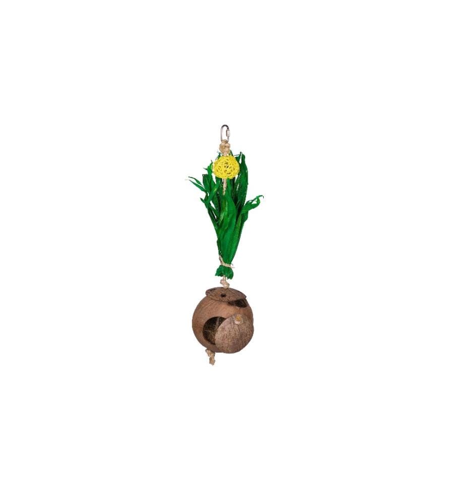 NOBBY - Maisonnette Maison en noix de coco avec des feuilles de maïs, 43 x 11.5 cm