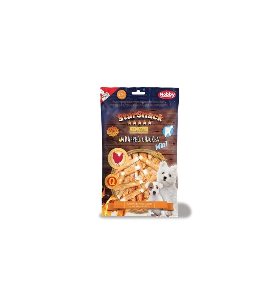 NOBBY - Produit à mâcher StarSnack Barbecue MINI Wrapped Chicken, 113 g