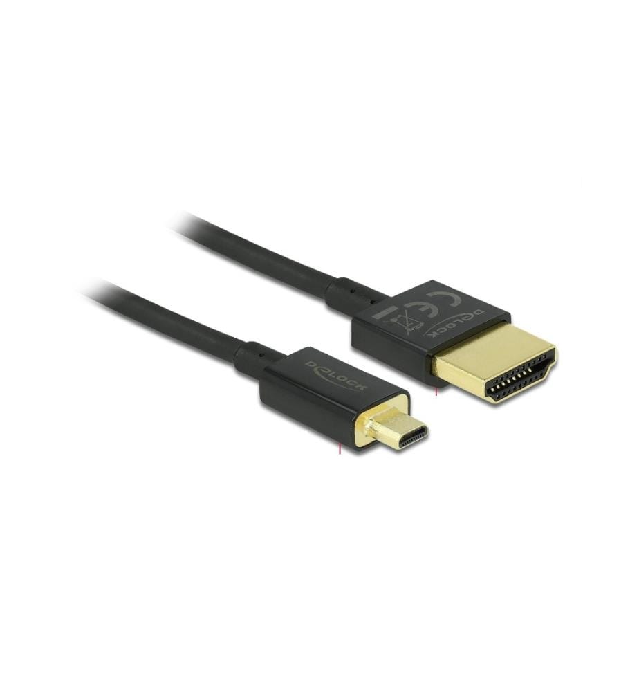 DELOCK - Câble 4K 60Hz HDMI - Micro HDMI (HDMI-D), 2 m, Noir