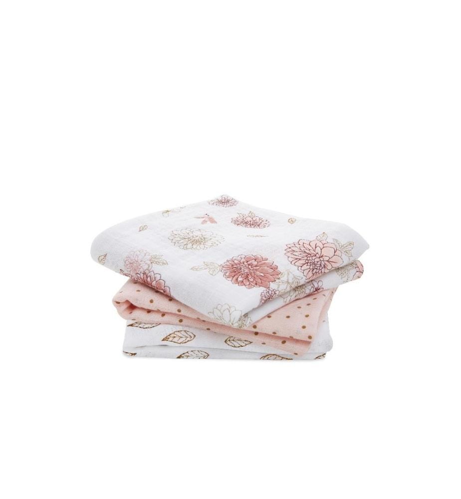 ADEN + ANAIS - Serviette en gaze Dahlia's Ensemble de 3 Gr. 70 x 70 cm