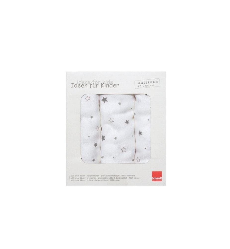 SCHARDT - Serviette en gaze Lot de 3 étoiles grises