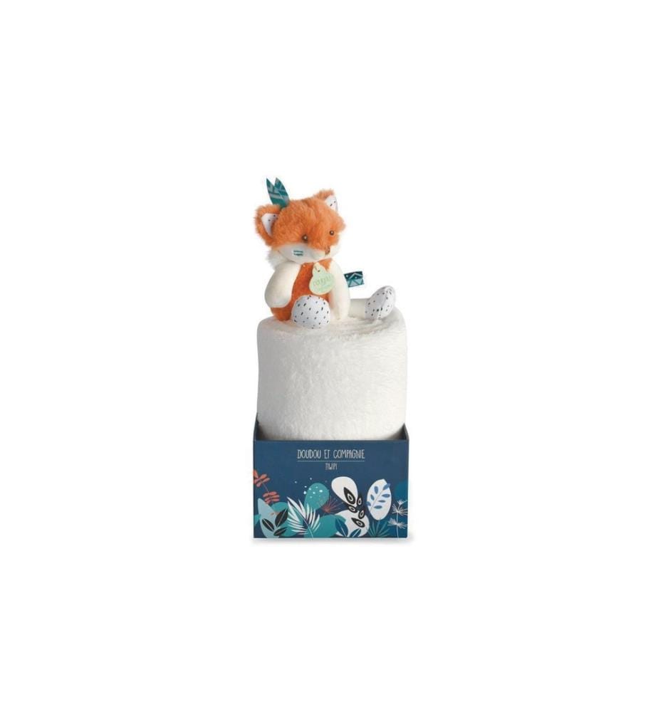 DOUDOU ET COMPAGNIE - Coffret cadeau Couverture pour bébé avec renard 100 x 70 cm
