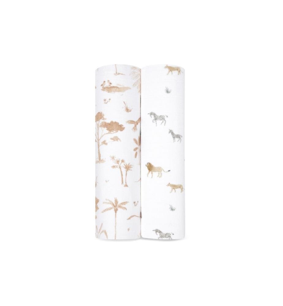 ADEN + ANAIS - Serviette en gaze Lot de 2 Safari Dream 120 x 120 cm