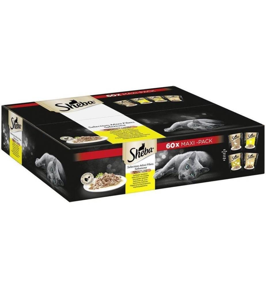 SHEBA - Alimentation humide Sélection en sauce Variation de volaille, 60 x 85 g