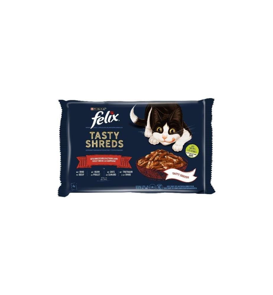 FELIX - Alimentation humide Tasty Shred Original avec viande en gelée, 4x80g