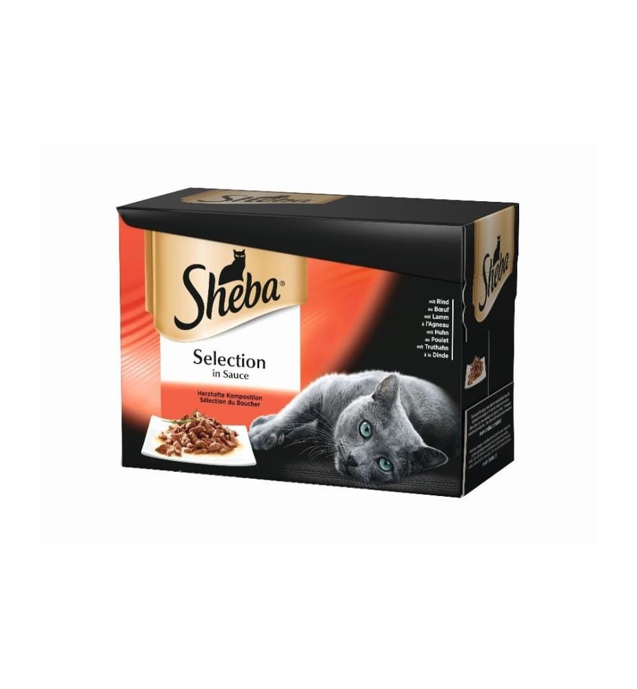 SHEBA - Alimentation humide Sélection en sauce Composition copieuse, 12 x 85 g