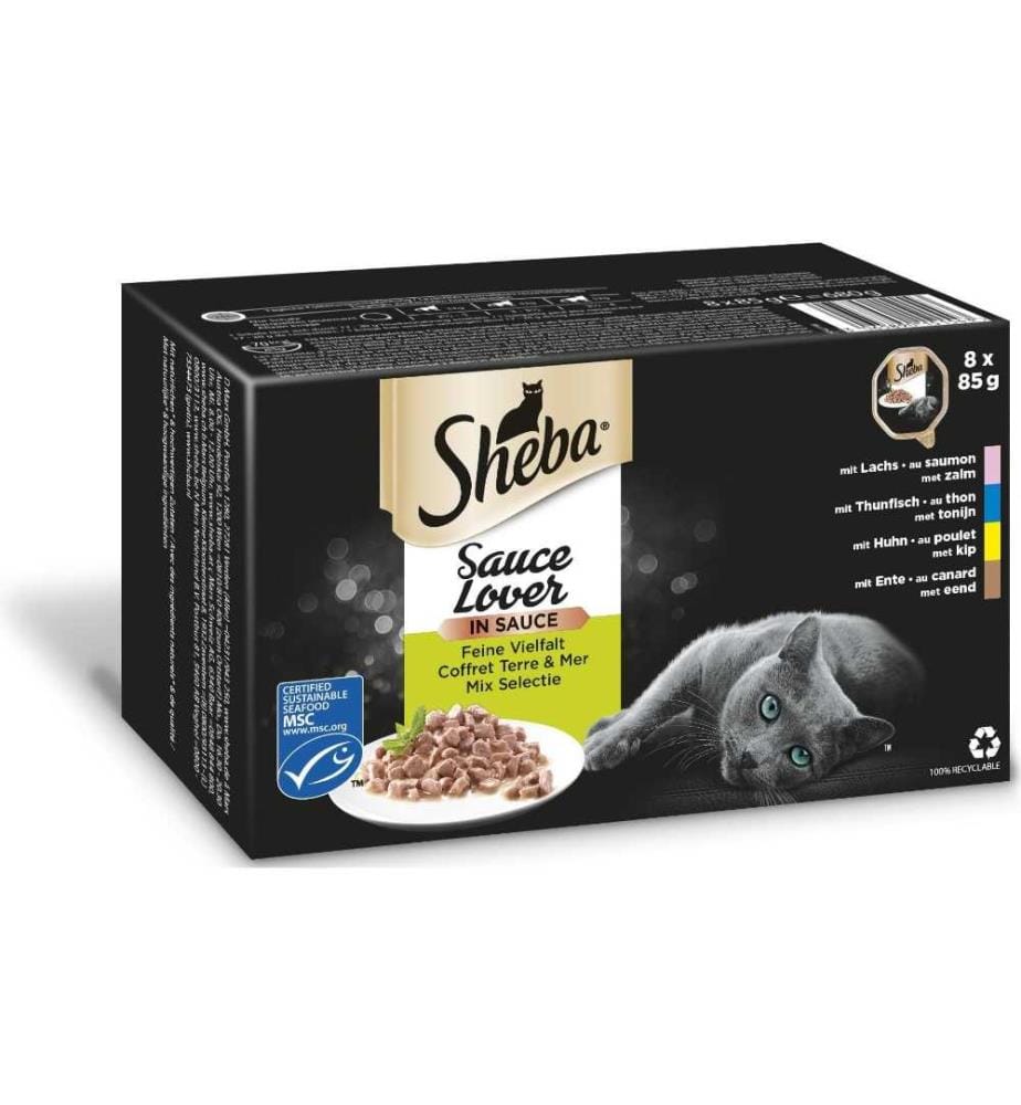 SHEBA - Alimentation humide Sélection en sauce Diversité fine, 8 x 85 g