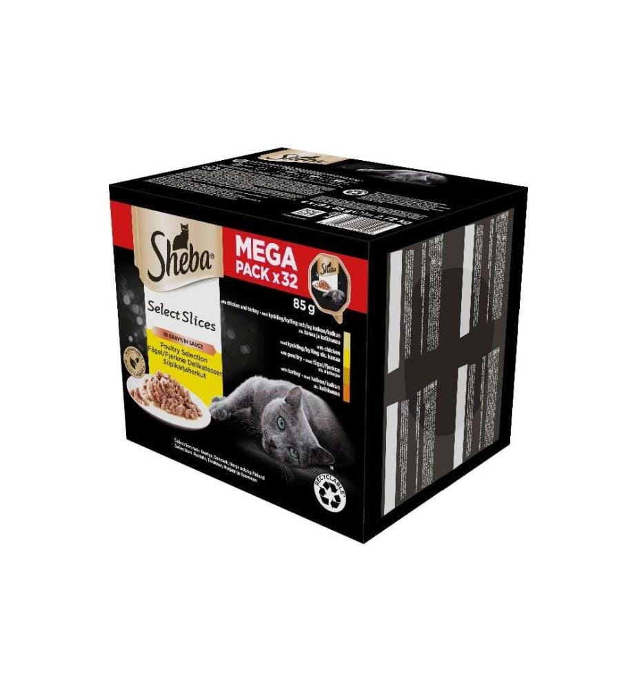 SHEBA - Alimentation humide Sélection en sauce, variation de volaille, 32 x 85 g