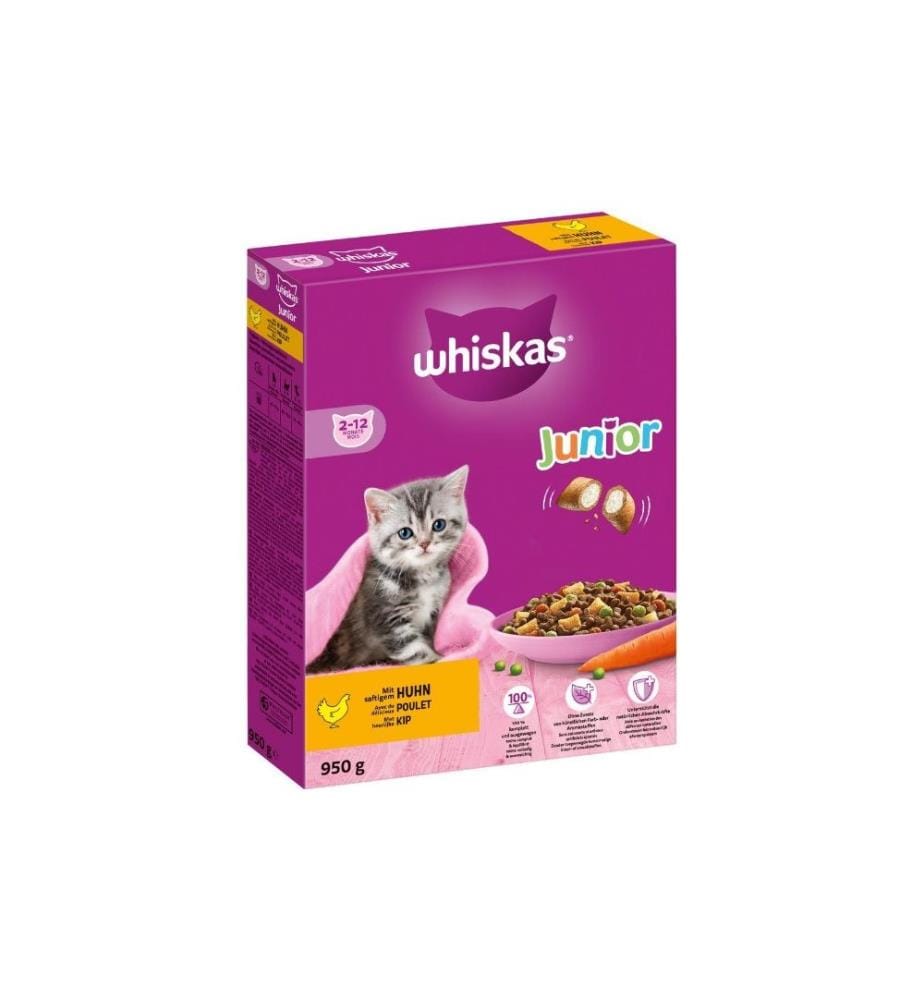 WHISKAS - Alimentation sèche Junior, du poulet, 950 g
