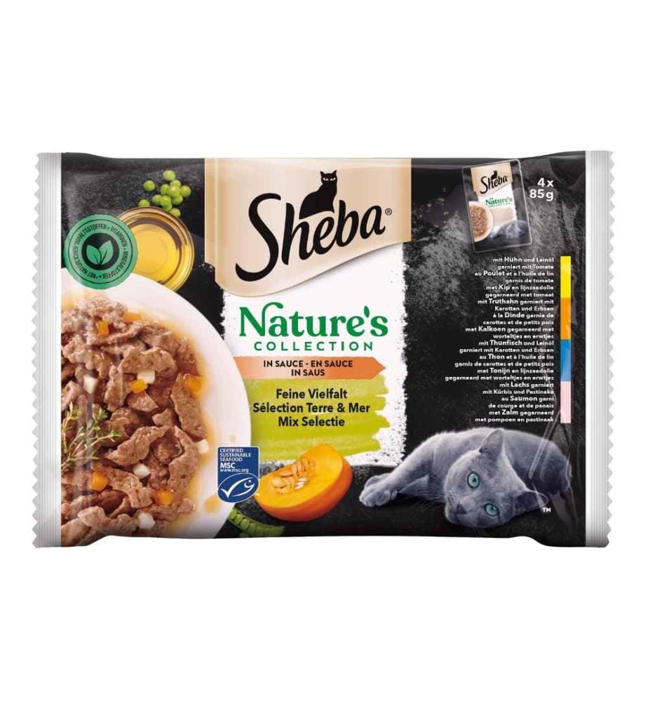 SHEBA - Alimentation humide Sauce Natures Collection – Une diversité raffinée, 4x85 g