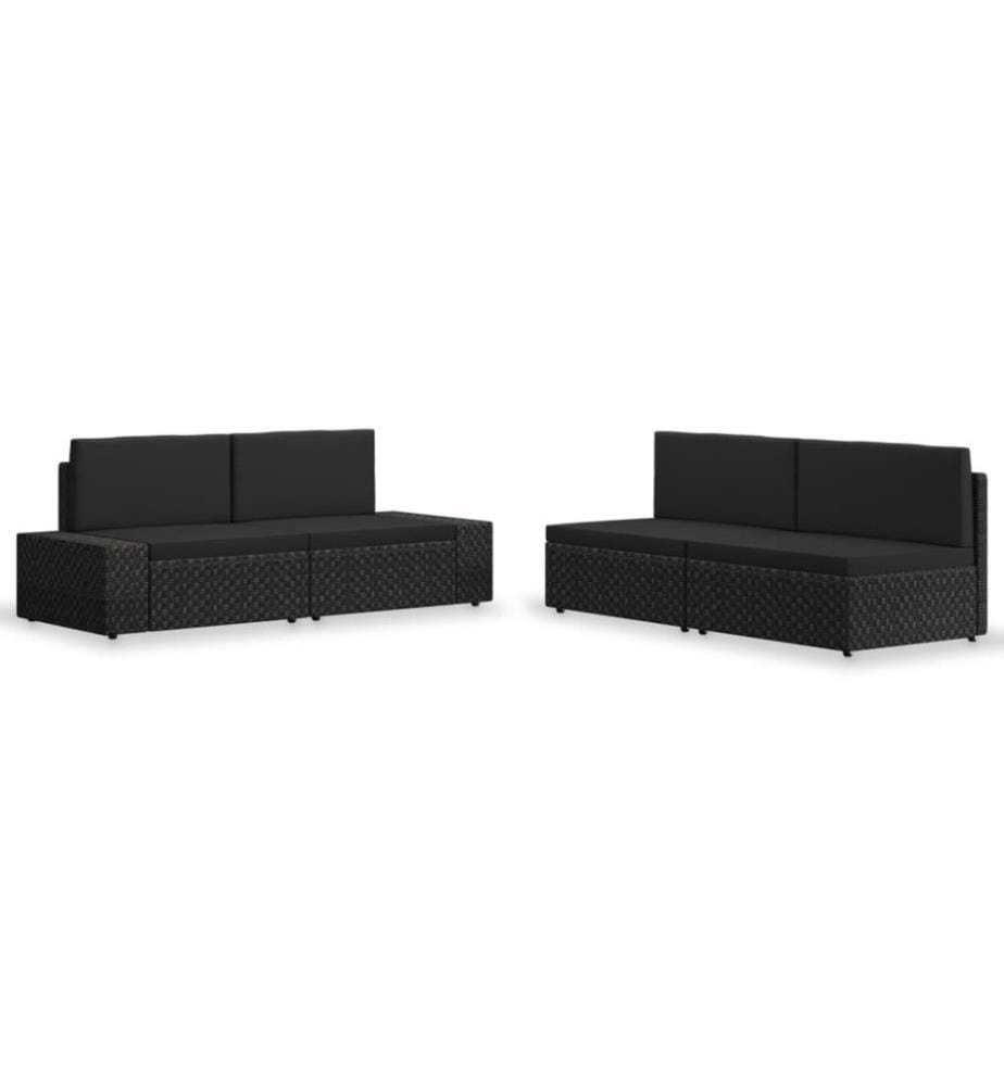 Salon de jardin 4 pcs Résine tressée Noir