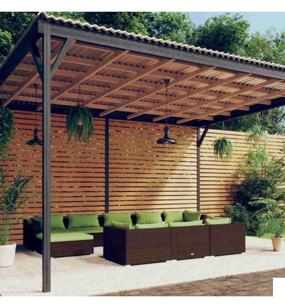 Salon de jardin 10 pcs avec coussins Marron Résine tressée