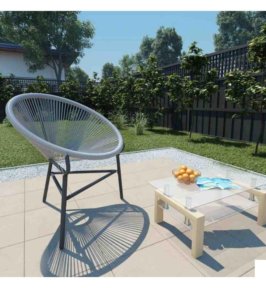 Chaise de jardin sous forme de lune Résine tressée Gris
