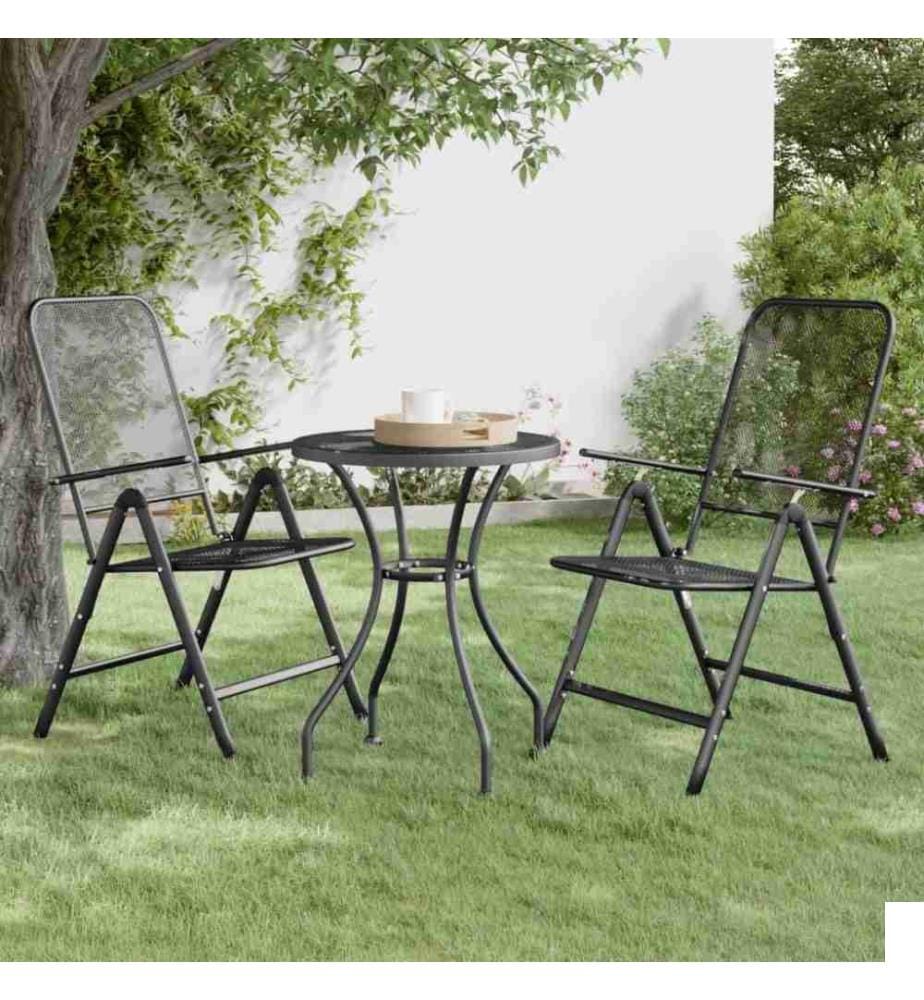 Chaises pliables de jardin 2 pcs Maille métallique Anthracite