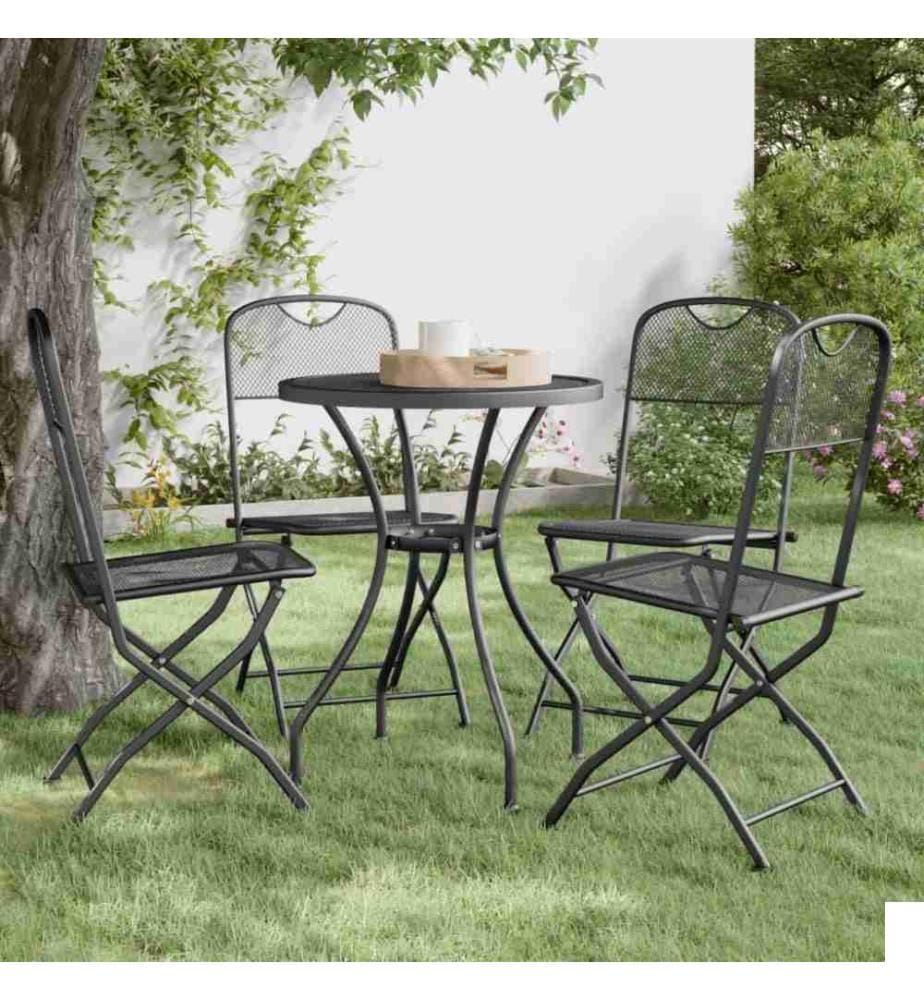 Chaises pliables de jardin 4 pcs Maille métallique Anthracite
