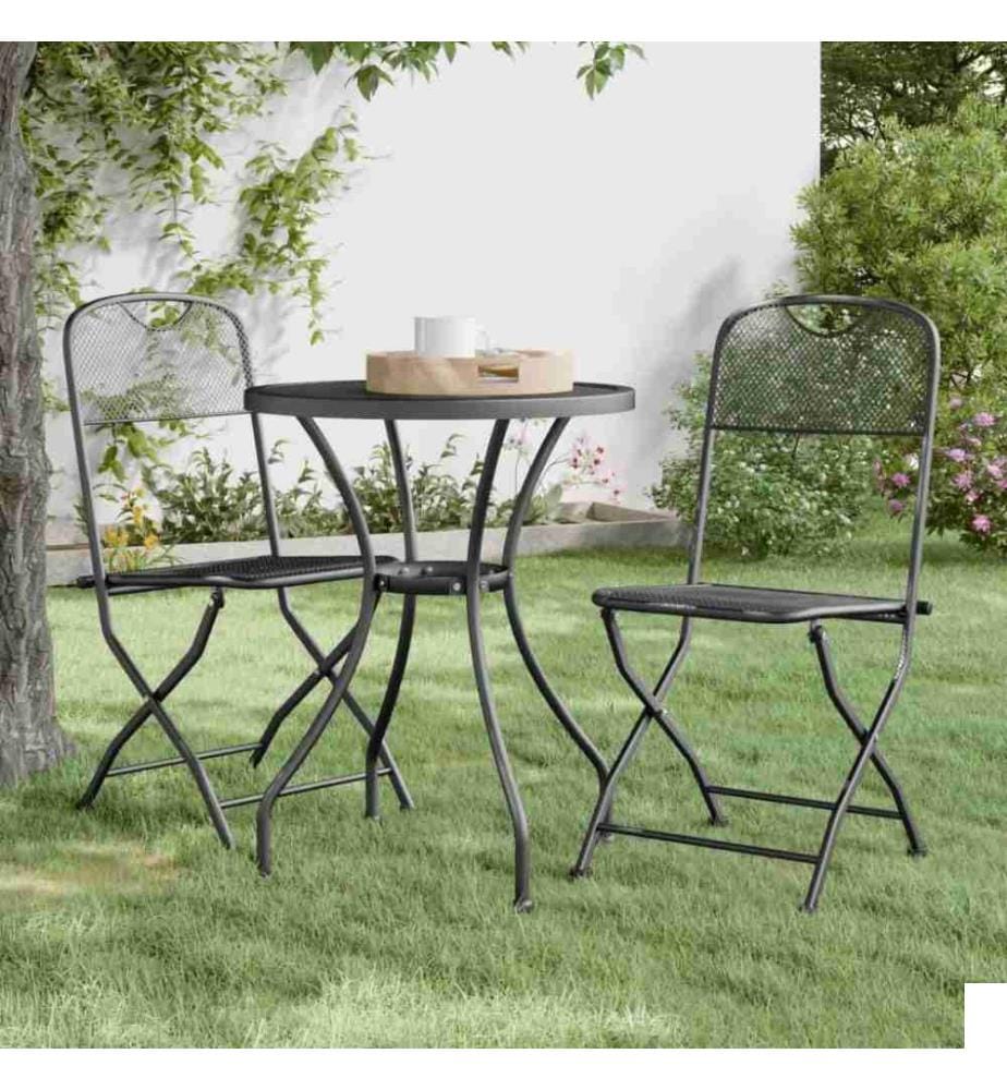 Chaises pliables de jardin 2 pcs Maille métallique Anthracite